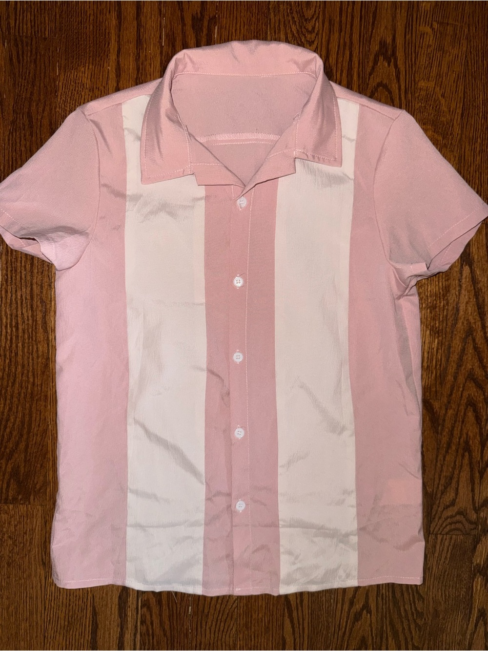Amazon Pink and Cream Short-Sleeve Button-Up Shirt